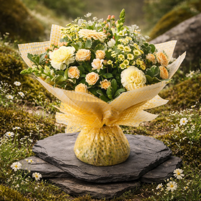 Sunrise - Energise their day with a stunning surprise. A warm collection of seasonal flowers artistically arranged by an artistic florist.