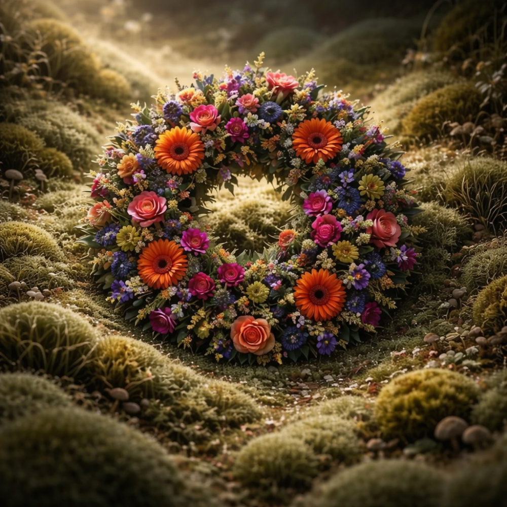 Wreath orange and purple