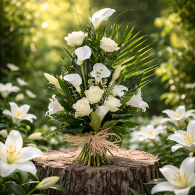 Modern Tied Sheaf - Modern tied sheaf in white shades. At ##SHOP## we are delighted to present this product available for flower delivery in ##AREA## and surrounding areas.