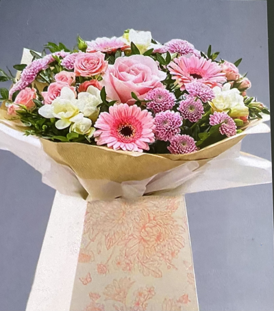 Floral delight - Stunning selection of pink and white pick by our florists flowers to include gerbera and roses