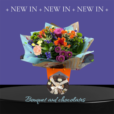Bouquet & Chocolate combo - Fines flower collection of the day with a delicious box of chocolates